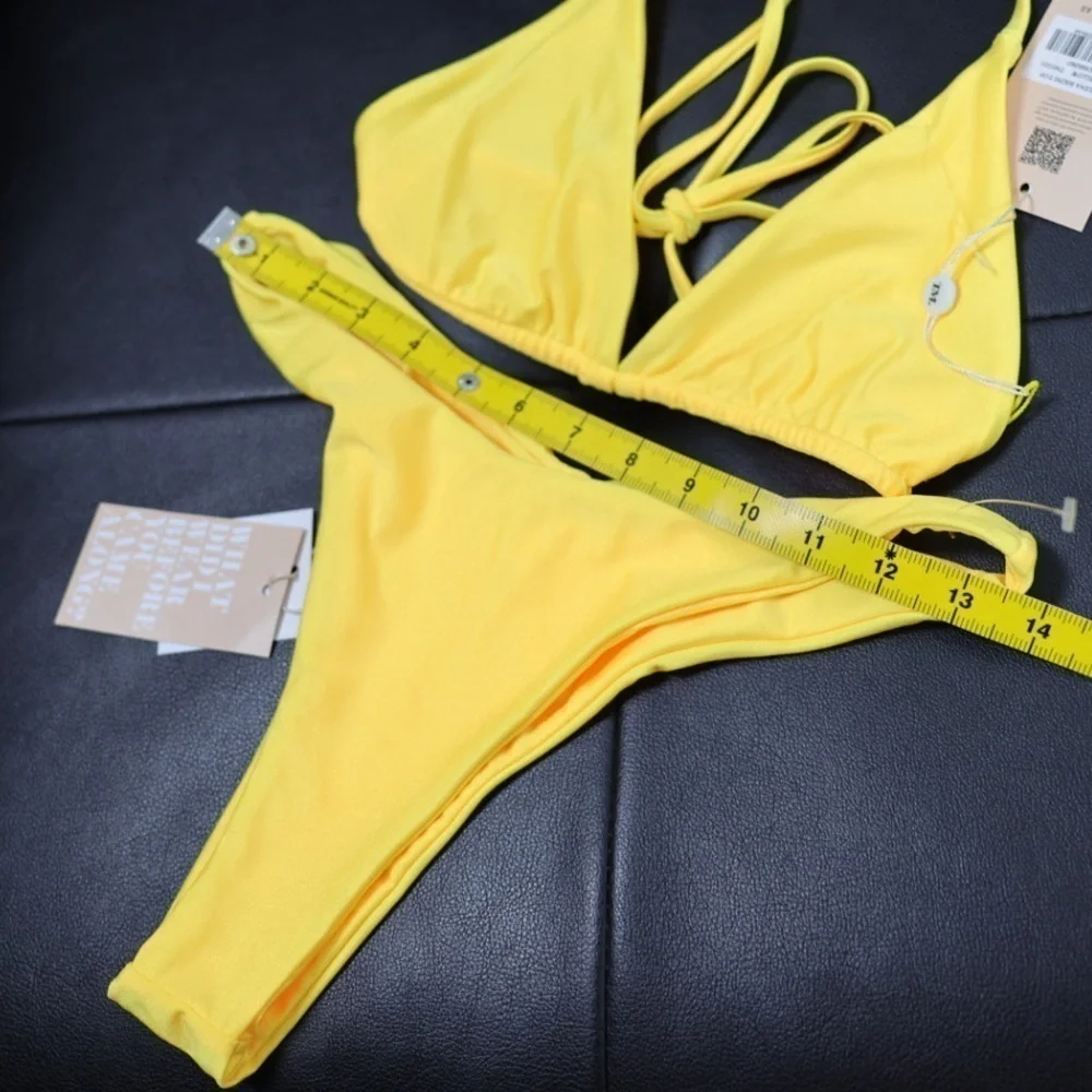 🅽🅴🆆 Tiger Mist Seylena yellow bikini top & bikini bottom, size Large